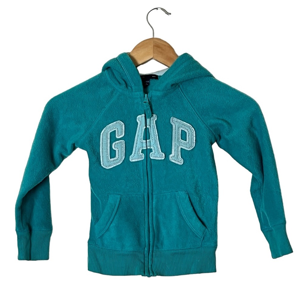 Gap | Teal logo zip front sweatshirt hoodie size small 6-7
